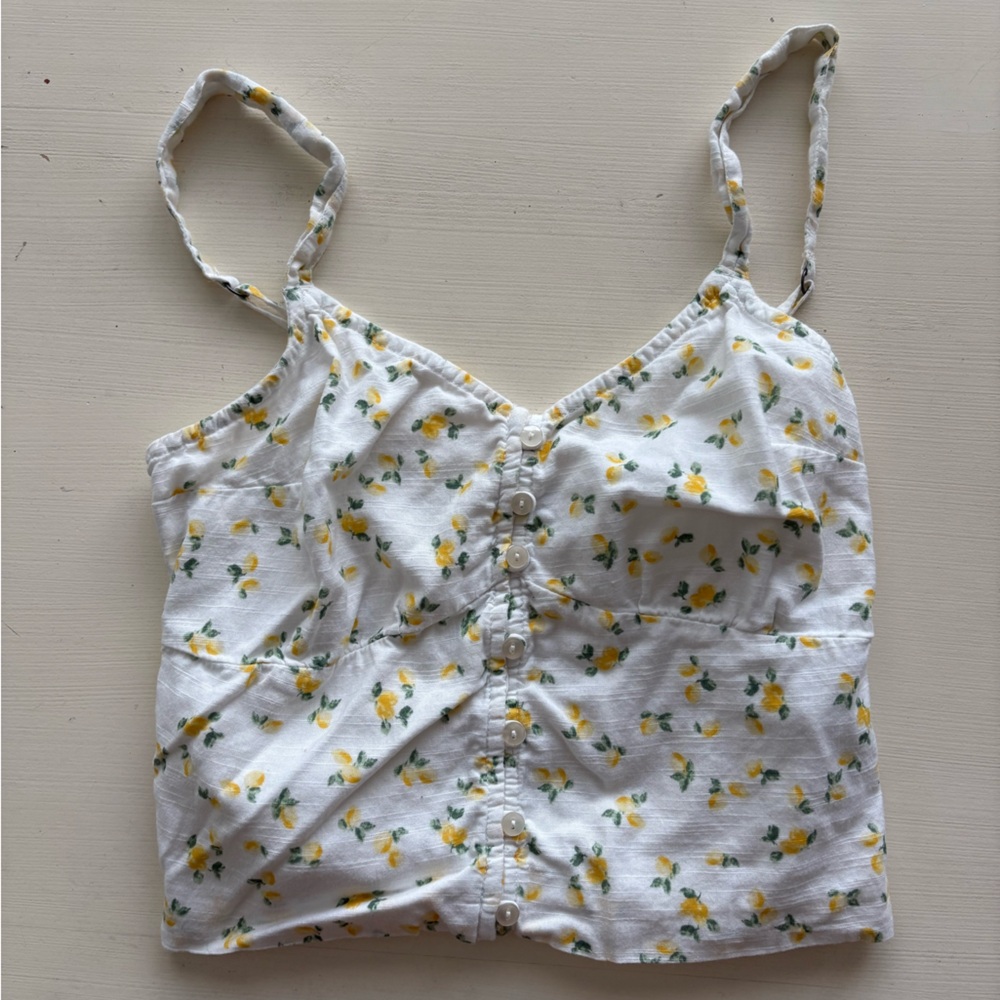 Abercrombie & Fitch Floral Button-Up White Top